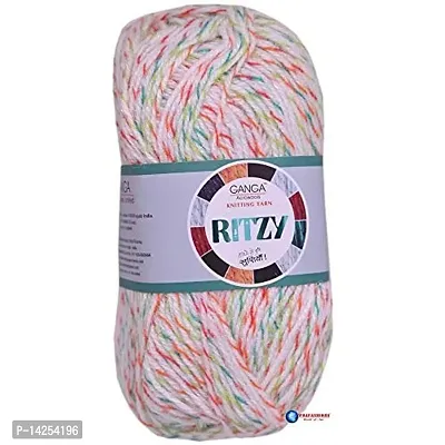 Ganga Ritzy Hand Knitting Yarn (Multi_Fih0612) (200Gms+Needle)