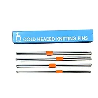 PONY Single Point Round Knob Aluminium Cold Headed Knitting Pins/Knitting Needles (Grey, Size No. 9 to 12, Length 25cm) Along with Neck Needles Set of 4 (Size No. 12)-thumb1