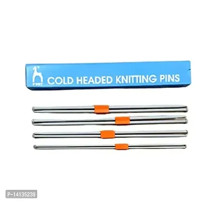 PONY Single Point Round Knob Aluminium Cold Headed Knitting Pins/Knitting Needles (Grey, Size No. 9 to 12, Length 25cm) Along with Neck Needles Set of 4 (Size No. 12)-thumb2
