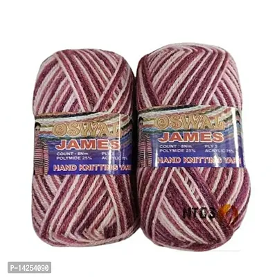 Oswal James Knitting Yarn Wool,Strawberry Mix Ball 300 Gm (1Ball 100 Gram) Best Used With Knitting Needles, Crochet Needles Wool Yarn For Knitting. By Oswal Shade No-18-thumb0