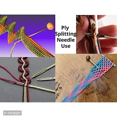 Artonezt Pony Ply Splitting Needle Hand Sewing Needle Yarn Knitting Tool for String Knot Braid Craft Macrame DIY and Other Handmade Projects, Size 4mm-thumb3