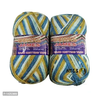 Oswal James Knitting Yarn Wool,Teal Mix Ball 300 Gm (1Ball 100 Gram) Best Used With Knitting Needles, Crochet Needles Wool Yarn For Knitting. By Oswal Shade No-9
