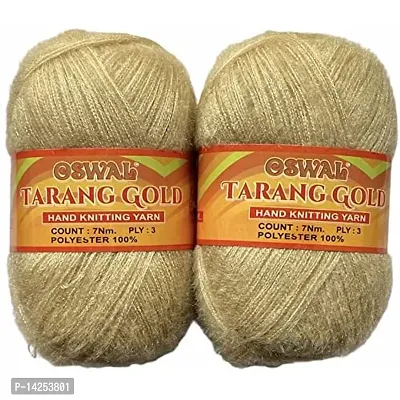 Oswal Tarang Gold Wool Ball Hand Knitting 400 Gram (1 Ball 100 Gram Each) Art Craft Soft Fingering Crochet Hook Yarn Shade No-4-thumb0