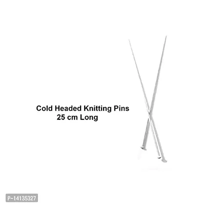 PONY Single Point Round Knob Aluminium Cold Headed Knitting Pins/Knitting Needles (Grey, Size No. 6Gto 12G, Length 25cm) Along with Neck Needles Set of 4 (Size No. 12)-thumb3