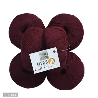 NTGS vardhman Baby Soft Wool Hand Knitting Soft Fingering Crochet Hook (150gms) mehroon.Shade no-020
