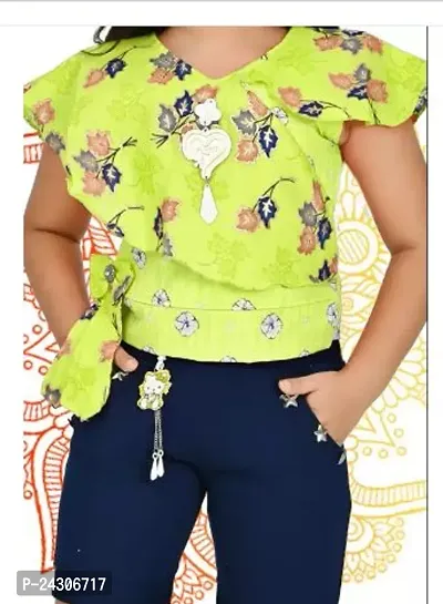 Fabulous Cotton Blend Printed Top With Bottom For Girls