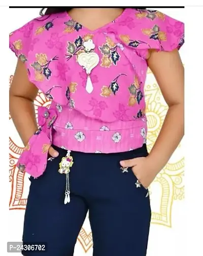 Fabulous Cotton Blend Printed Top With Bottom For Girls-thumb0