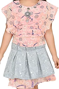 Fabulous Pink Cotton Blend Printed Fit And Flare Dress For Girls-thumb2