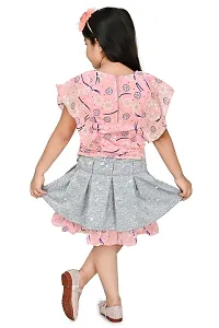 Fabulous Pink Cotton Blend Printed Fit And Flare Dress For Girls-thumb3