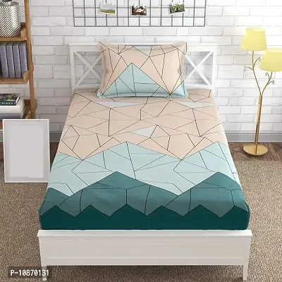 Wings Star Fitted Bedsheet for Single Size Bed 75""x30"" with 1 Pillow Cover - Elastic Fitted Printed Bedsheet bedsheet for Single Bed Elastic Fitted Geometric Print