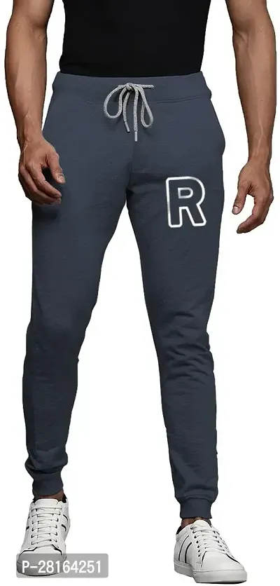 Elegant Navy Blue Cotton Blend Printed Joggers For Men-thumb0