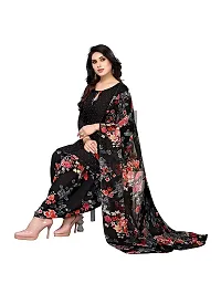 Blue Collection Women's Floral Satin Modern Crepe Regular Woven Round Neck 3/4 Sleeve Pull On Fantasy Solid Sun Protection Kurta (Black R_T_F_641 Size :- Free Size-thumb1