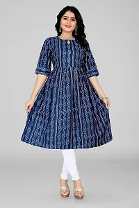 Blue Collection Women's Regular Round Neck 3/4 Sleeve Pull On Fantasy Solid Kurti/One Piece-thumb1