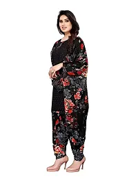 Blue Collection Women's Floral Satin Modern Crepe Regular Woven Round Neck 3/4 Sleeve Pull On Fantasy Solid Sun Protection Kurta (Black R_T_F_641 Size :- Free Size-thumb2