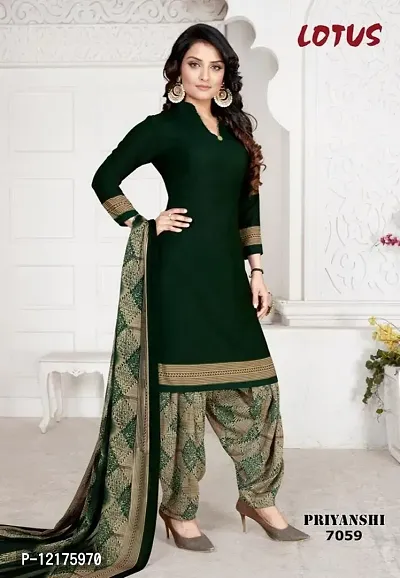 Trendy Women Crepe Dress Material with dupatta-thumb0