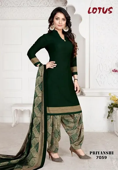 Rajnandini Women Crepe Un-Stitched Salwar Suit Material (Jopllt7059_Dark Green_Free Size)