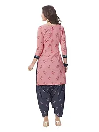 Blue Collection Women's Unstitched Salwar Suit Dress Material Crepe Leone Print (2Mt) With Dupatta Chiffon Daani (Pink Black)-thumb1