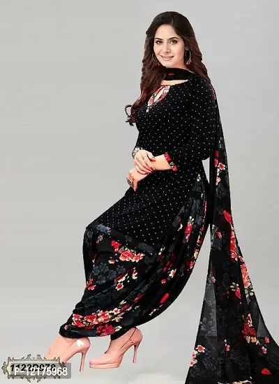 Trendy Women Crepe Dress Material with dupatta-thumb0