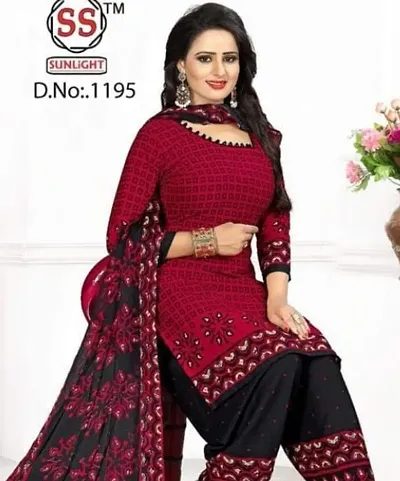 Beautiful Crepe Unstitched Dress Material with Dupatta