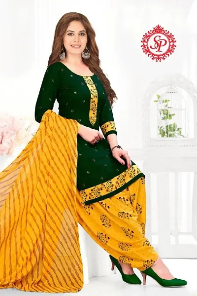 Best Selling Crepe Printed Dress Material with Dupatta