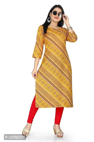 Blue Collection Women's Regular Round Neck 3/4 Sleeve Pull On Fantasy Solid Kurti/One Piece-thumb5