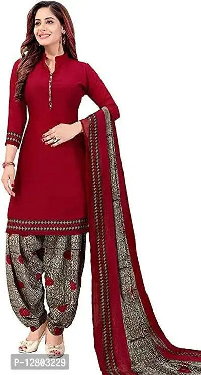 Blue Collection Women's Floral Satin Modern Crepe Regular Woven Round Neck 3/4 Sleeve Pull On Fantasy Solid Sun Protection Kurta (Red R_T_F_676 Size :- Free Size