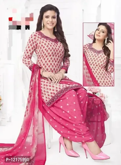 Trendy Women Crepe Dress Material with dupatta-thumb0