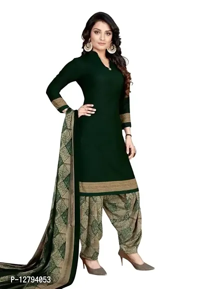 Blue Collection Women's Regular Floral Printed Crepe Solid Unstitched Salwar Suit Dress Material Green