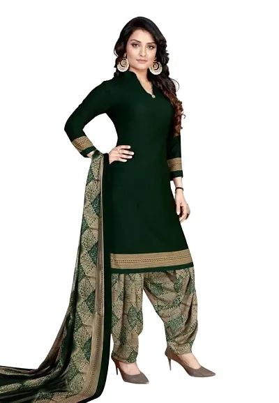 Rajnandini Women Crepe Un-Stitched Salwar Suit Material (Jopllt7059_Dark Green_Free Size)