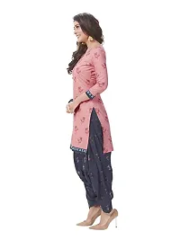 Blue Collection Women's Unstitched Salwar Suit Dress Material Crepe Leone Print (2Mt) With Dupatta Chiffon Daani (Pink Black)-thumb4