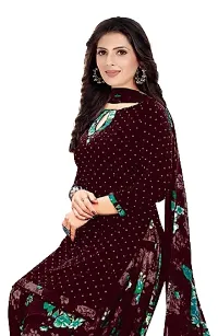 Blue Collection Women's Floral Satin Modern Crepe Regular Woven Round Neck 3/4 Sleeve Pull On Fantasy Solid Sun Protection Kurta (Wine R_T_F_678 Size :- Free Size-thumb2