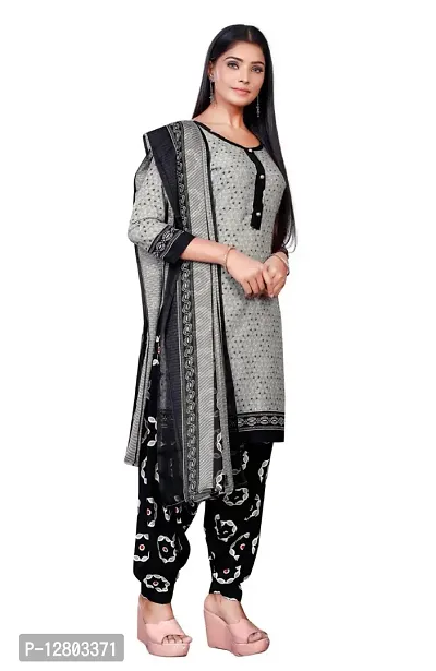 Blue Collection Women's Floral Satin Modern Crepe Regular Woven Round Neck 3/4 Sleeve Pull On Fantasy Solid Sun Protection Kurta (Grey R_T_F_657 Size :- Free Size