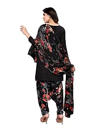 Blue Collection Women's Floral Satin Modern Crepe Regular Woven Round Neck 3/4 Sleeve Pull On Fantasy Solid Sun Protection Kurta (Black R_T_F_641 Size :- Free Size-thumb3