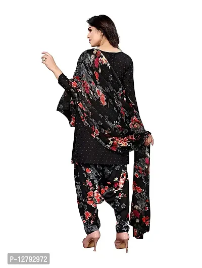 Blue Collection Women's Floral Satin Modern Crepe Regular Woven Round Neck 3/4 Sleeve Pull On Fantasy Solid Sun Protection Kurta (Black R_T_F_641 Size :- Free Size-thumb4