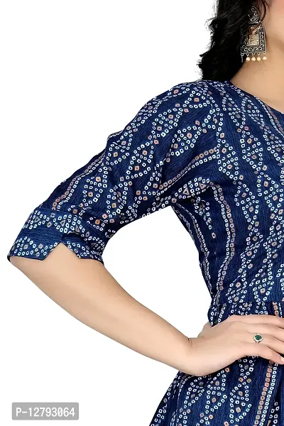 Blue Collection Women's Regular Round Neck 3/4 Sleeve Pull On Fantasy Solid Kurti/One Piece-thumb3