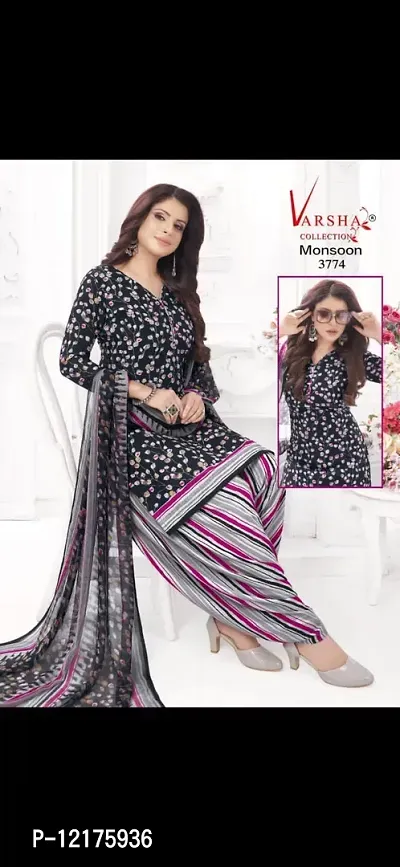 Trendy Women Crepe Dress Material with dupatta