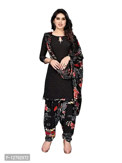 Blue Collection Women's Floral Satin Modern Crepe Regular Woven Round Neck 3/4 Sleeve Pull On Fantasy Solid Sun Protection Kurta (Black R_T_F_641 Size :- Free Size-thumb0