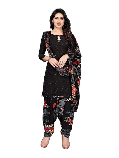 Collection Women's Floral Satin Modern Crepe Regular Woven Round Neck 3/4 Sleeve Pull On Fantasy Solid Sun Protection Kurta (Black R_T_F_641 Size :- Free Size