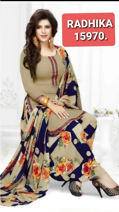 Classic Crepe Dress Material with Dupatta for Women