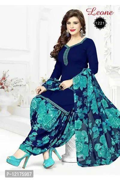 Trendy Women Crepe Dress Material with dupatta-thumb0