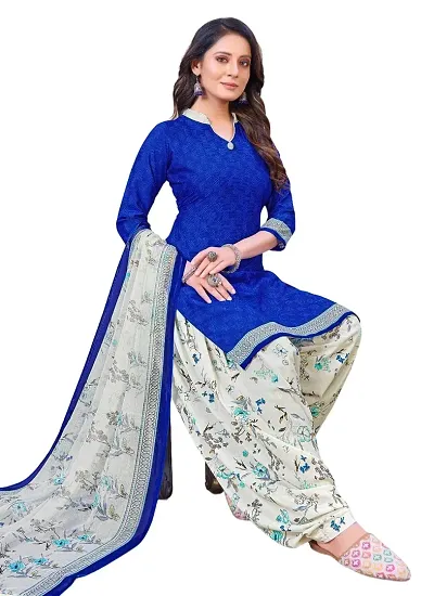 Collection Women's Floral Satin Modern Crepe Regular Woven Round Neck 3/4 Sleeve Pull On Fantasy Solid Sun Protection Kurta (Blue R_T_F_640 Size :- Free Size