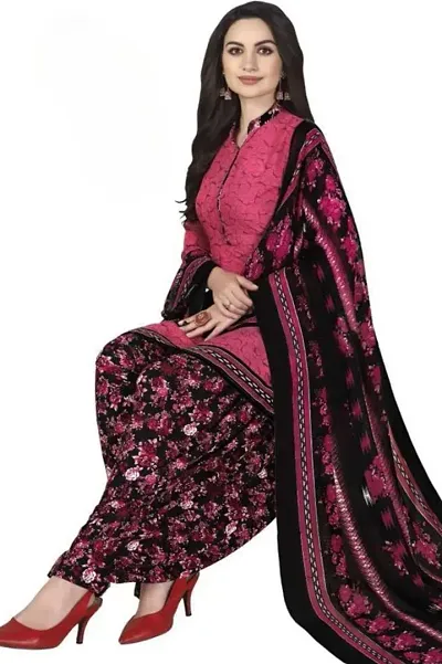 Elegant Crepe Dress Material with Dupatta For Women