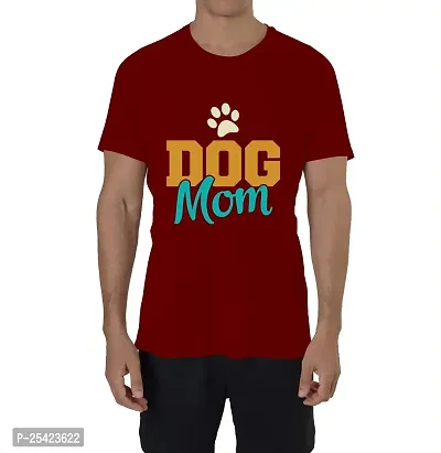 Horns N Bones Graphic Printed Cotton Half Sleeve T-Shirt for Mens - Mom of Dog