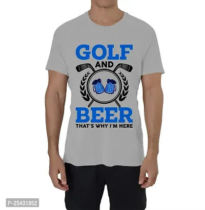 Horns N Bones Graphic Printed Cotton Half Sleeve T-Shirt for Mens - Beer Golf-thumb0