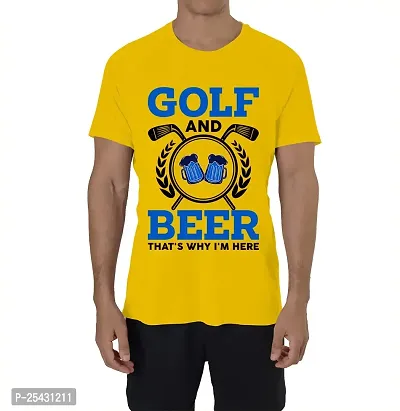 Horns N Bones Graphic Printed Cotton Half Sleeve T-Shirt for Mens - Beer Golf-thumb0