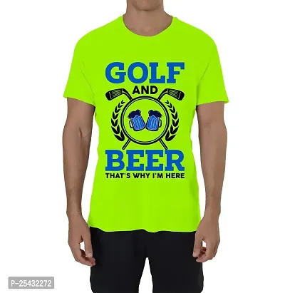 Horns N Bones Graphic Printed Cotton Half Sleeve T-Shirt for Mens - Beer Golf-thumb0