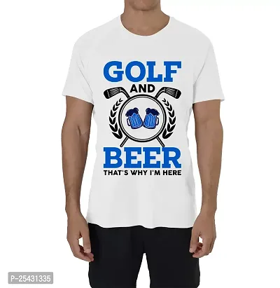 Horns N Bones Graphic Printed Cotton Half Sleeve T-Shirt for Mens - Beer Golf