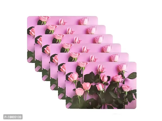 Dakshya Industries PVC 12 Pieces Dining Table Placemat & Coasters Set (Pink)-thumb0