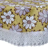 Dakshya Industries Printed PVC Plastic Flowered 4 Seater Round Shape Table Cover (Size- 60 Inches Round)-thumb1