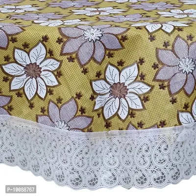 Dakshya Industries Printed PVC Plastic Flowered 4 Seater Round Shape Table Cover (Size- 60 Inches Round)-thumb2